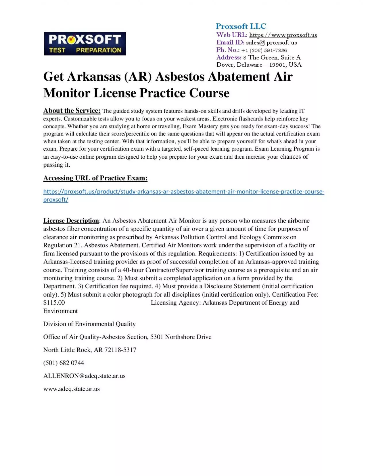 PDF-Get Arkansas (AR) Asbestos Abatement Air Monitor License Practice Course