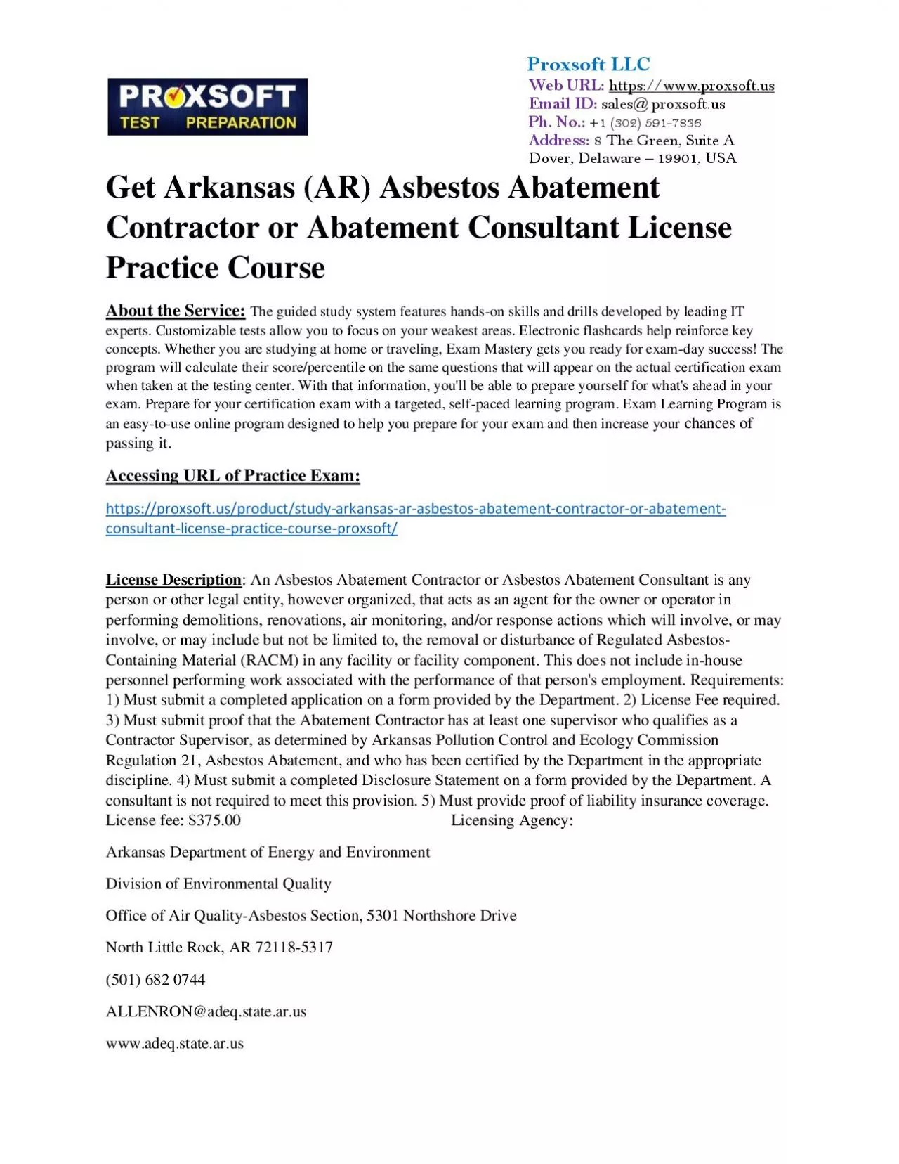 PDF-Get Arkansas (AR) Asbestos Abatement Contractor or Abatement Consultant License Practice