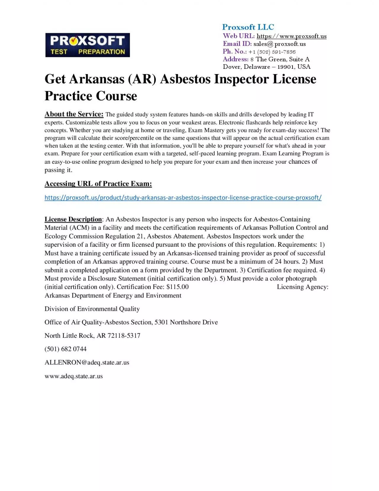 PDF-Get Arkansas (AR) Asbestos Inspector License Practice Course