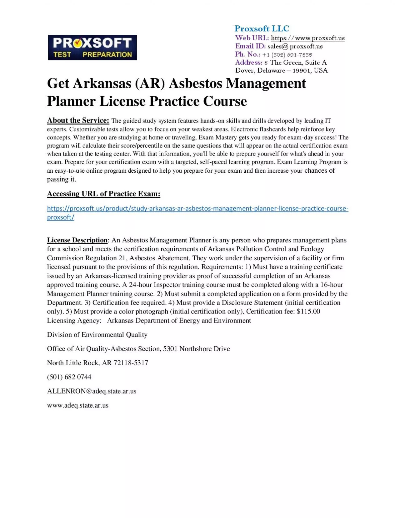 PDF-Get Arkansas (AR) Asbestos Management Planner License Practice Course