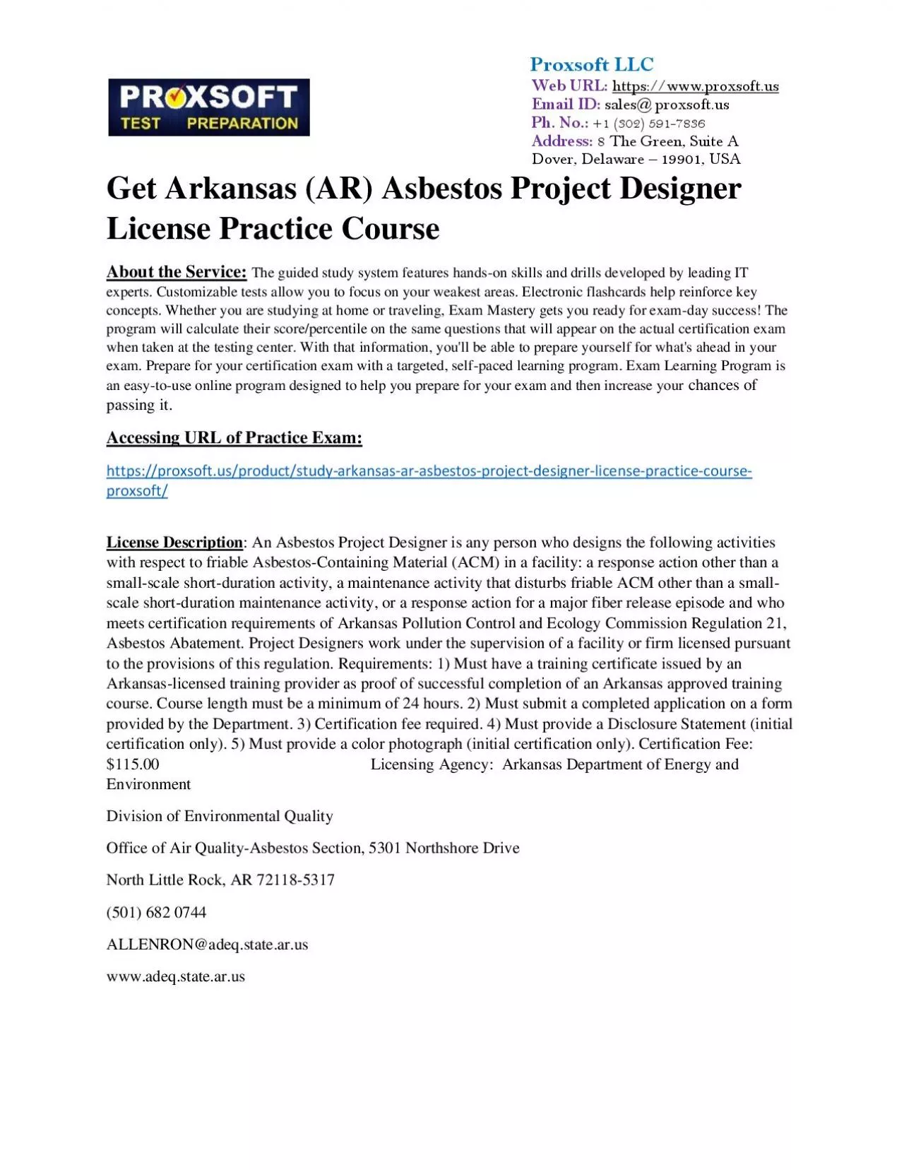 PDF-Get Arkansas (AR) Asbestos Project Designer License Practice Course