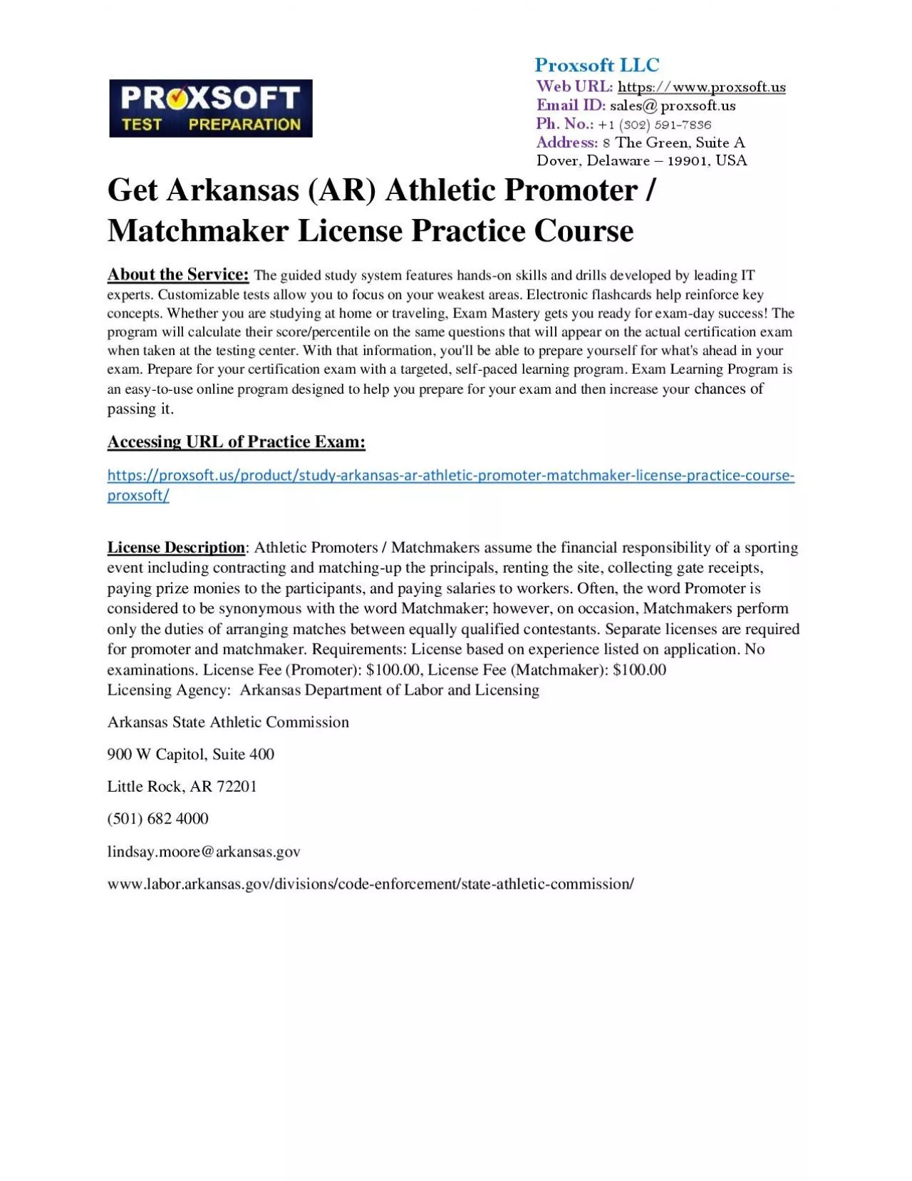 PDF-Get Arkansas (AR) Athletic Promoter / Matchmaker License Practice Course