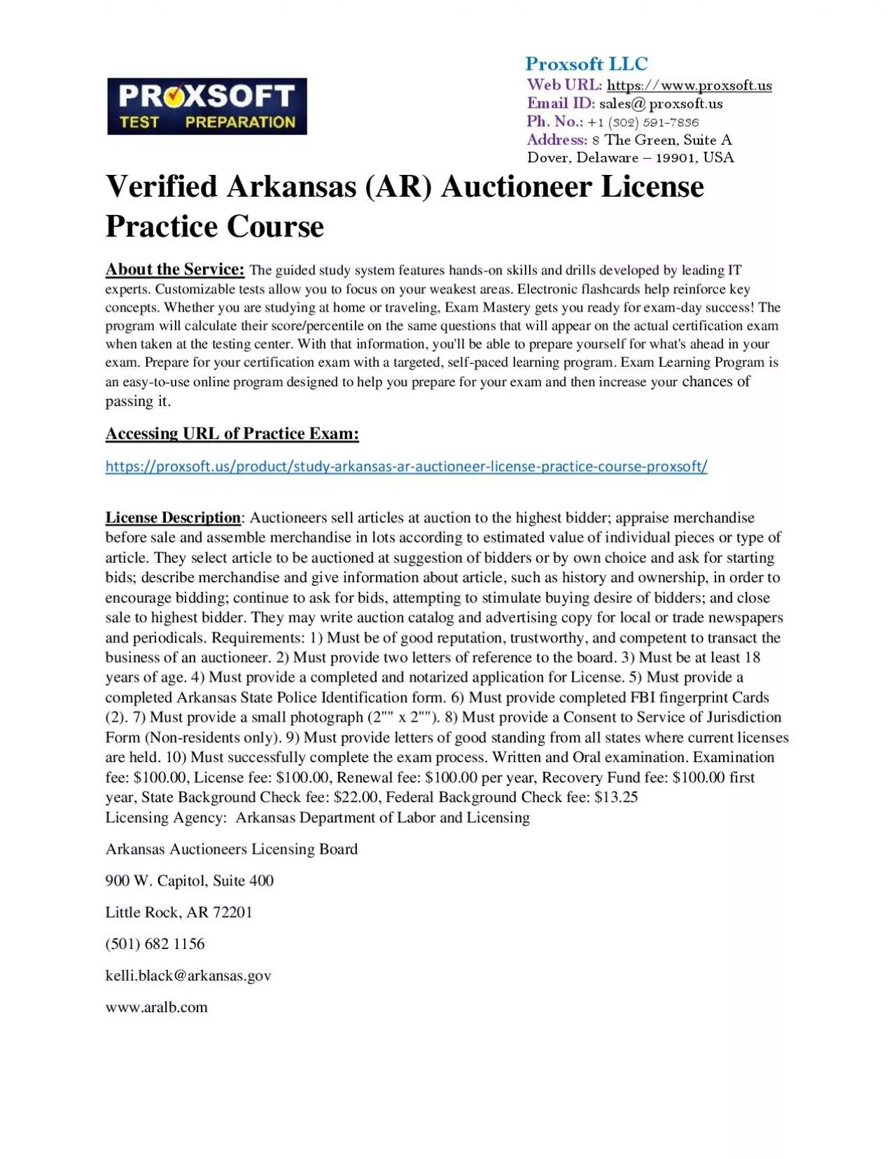 PDF-Verified Arkansas (AR) Auctioneer License Practice Course