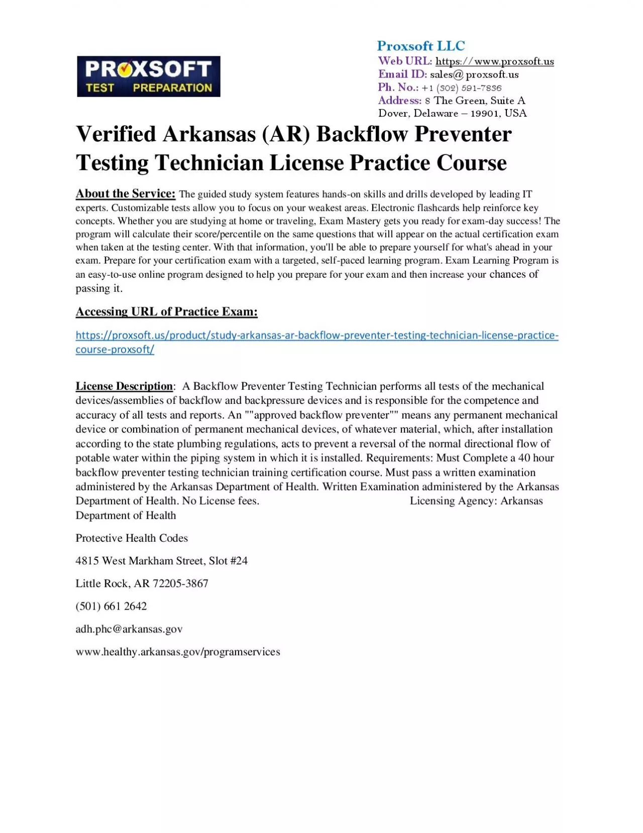 PDF-Verified Arkansas (AR) Backflow Preventer Testing Technician License Practice Course