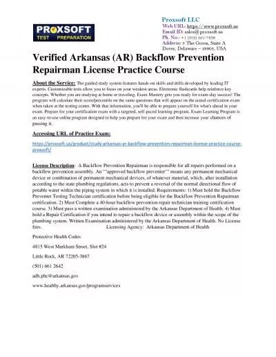 Verified Arkansas (AR) Backflow Prevention Repairman License Practice Course