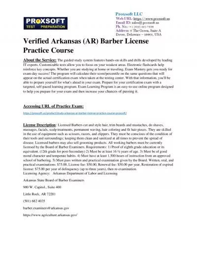 Verified Arkansas (AR) Barber License Practice Course