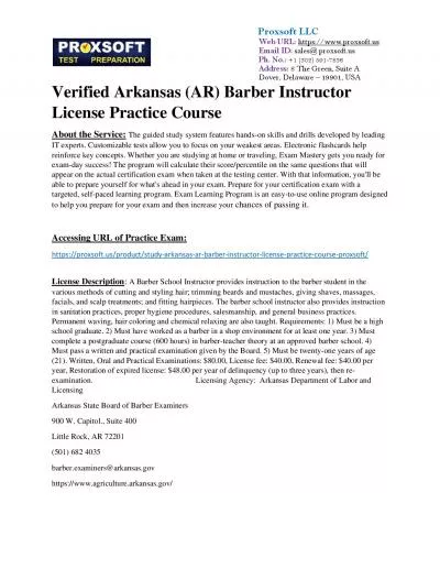 Verified Arkansas (AR) Barber Instructor License Practice Course