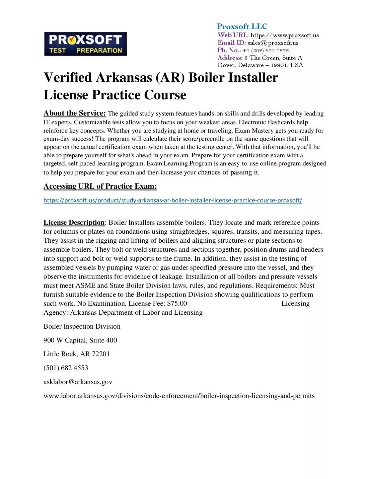 Verified Arkansas (AR) Boiler Installer License Practice Course