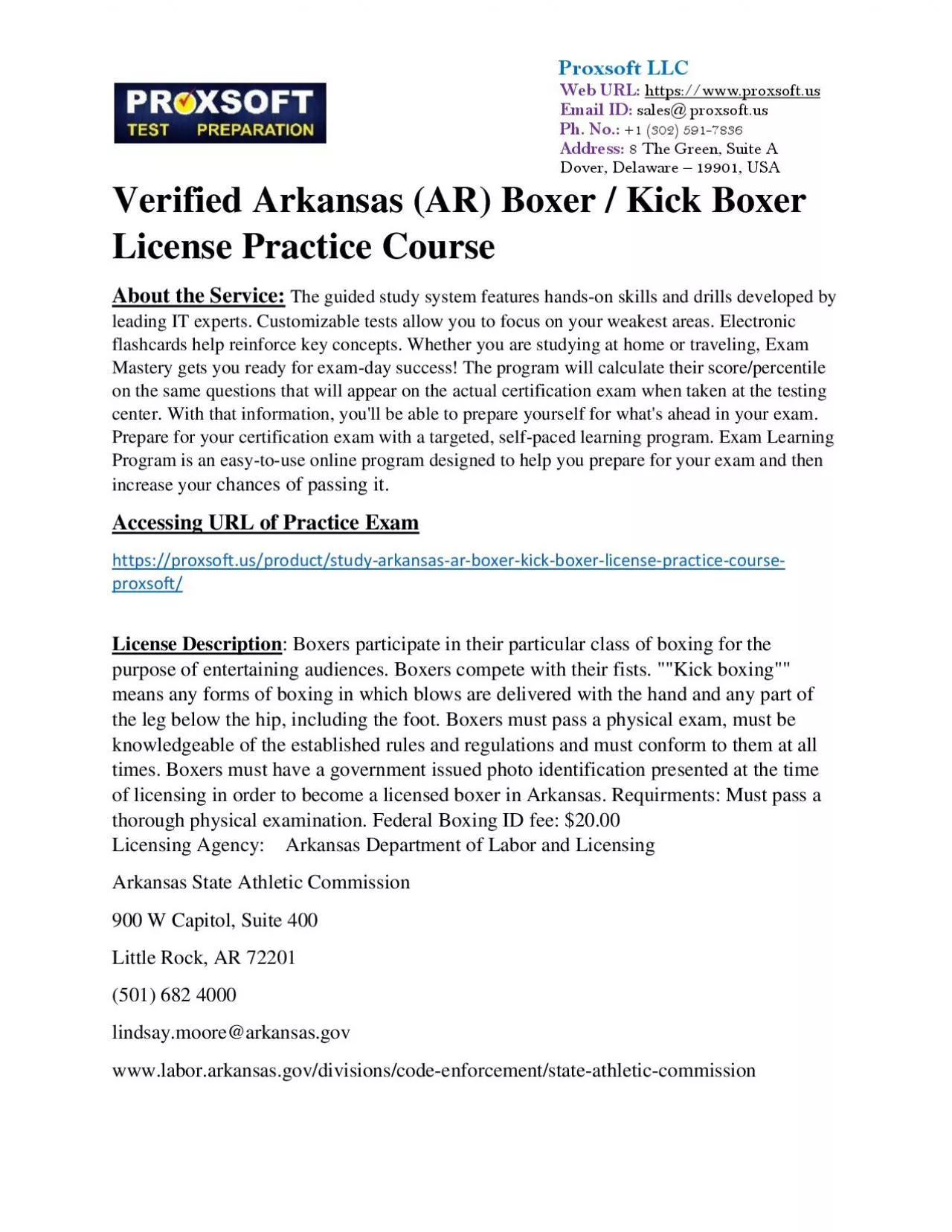 PDF-Verified Arkansas (AR) Boxer / Kick Boxer License Practice Course