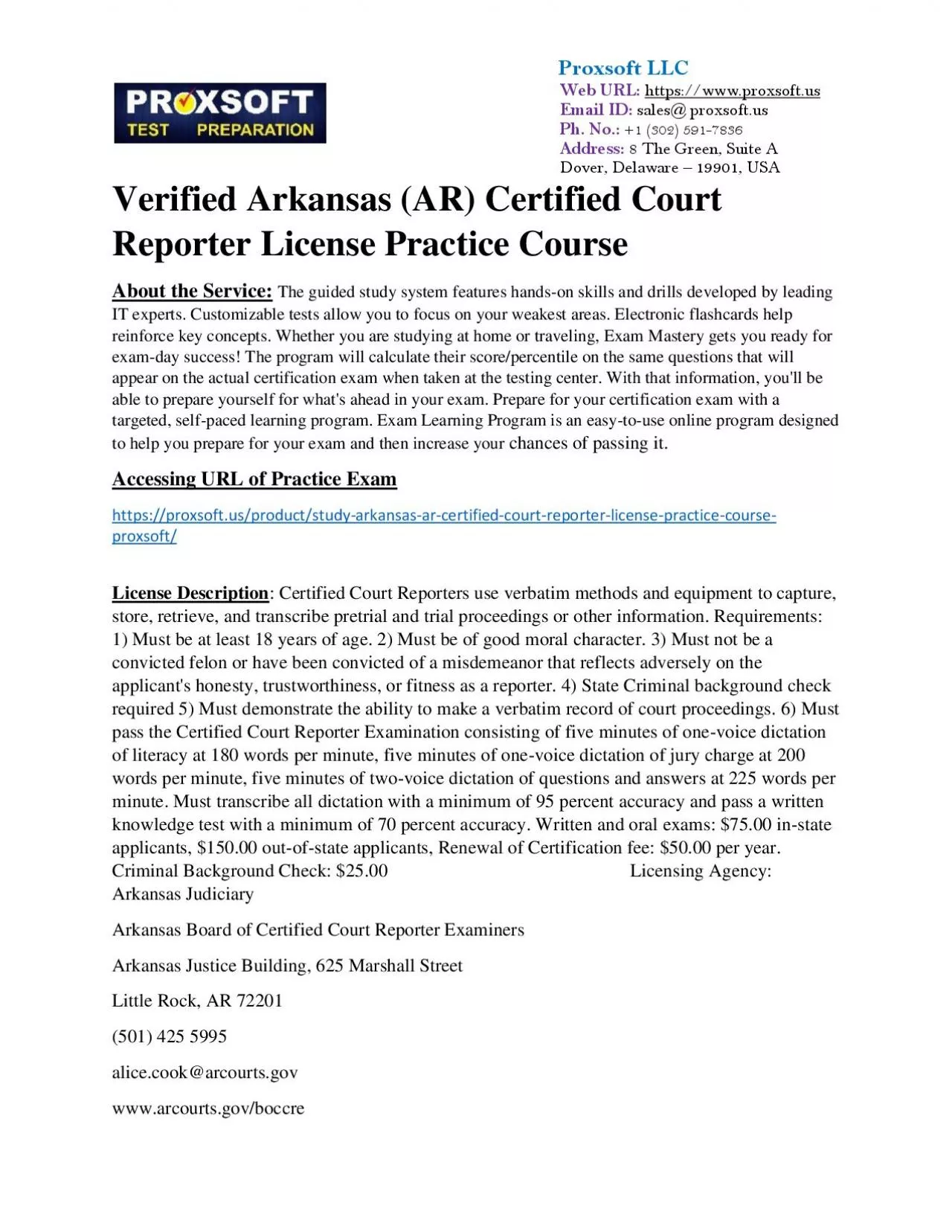 PDF-Verified Arkansas (AR) Certified Court Reporter License Practice Course