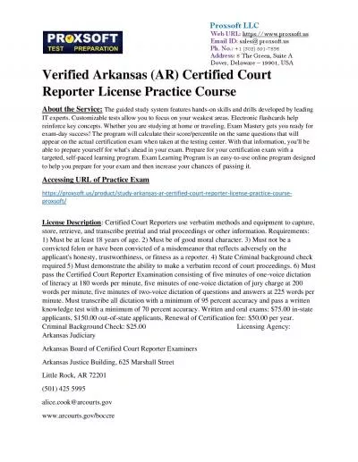 Verified Arkansas (AR) Certified Court Reporter License Practice Course