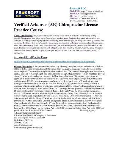 Verified Arkansas (AR) Chiropractor License Practice Course