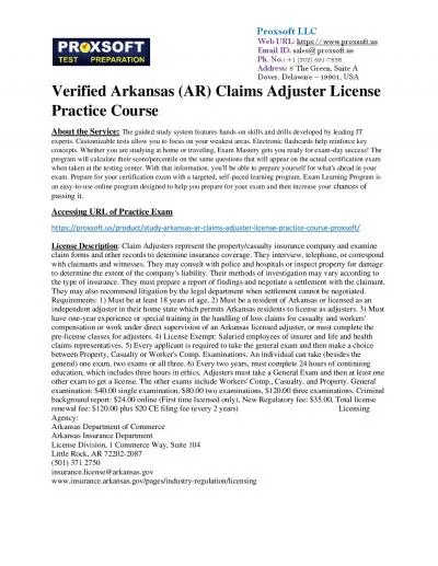 Verified Arkansas (AR) Claims Adjuster License Practice Course