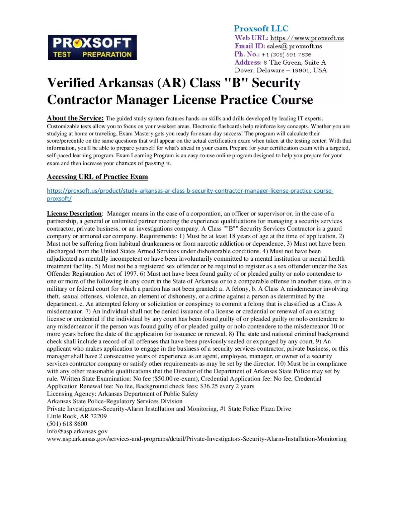 PDF-Verified Arkansas (AR) Class \