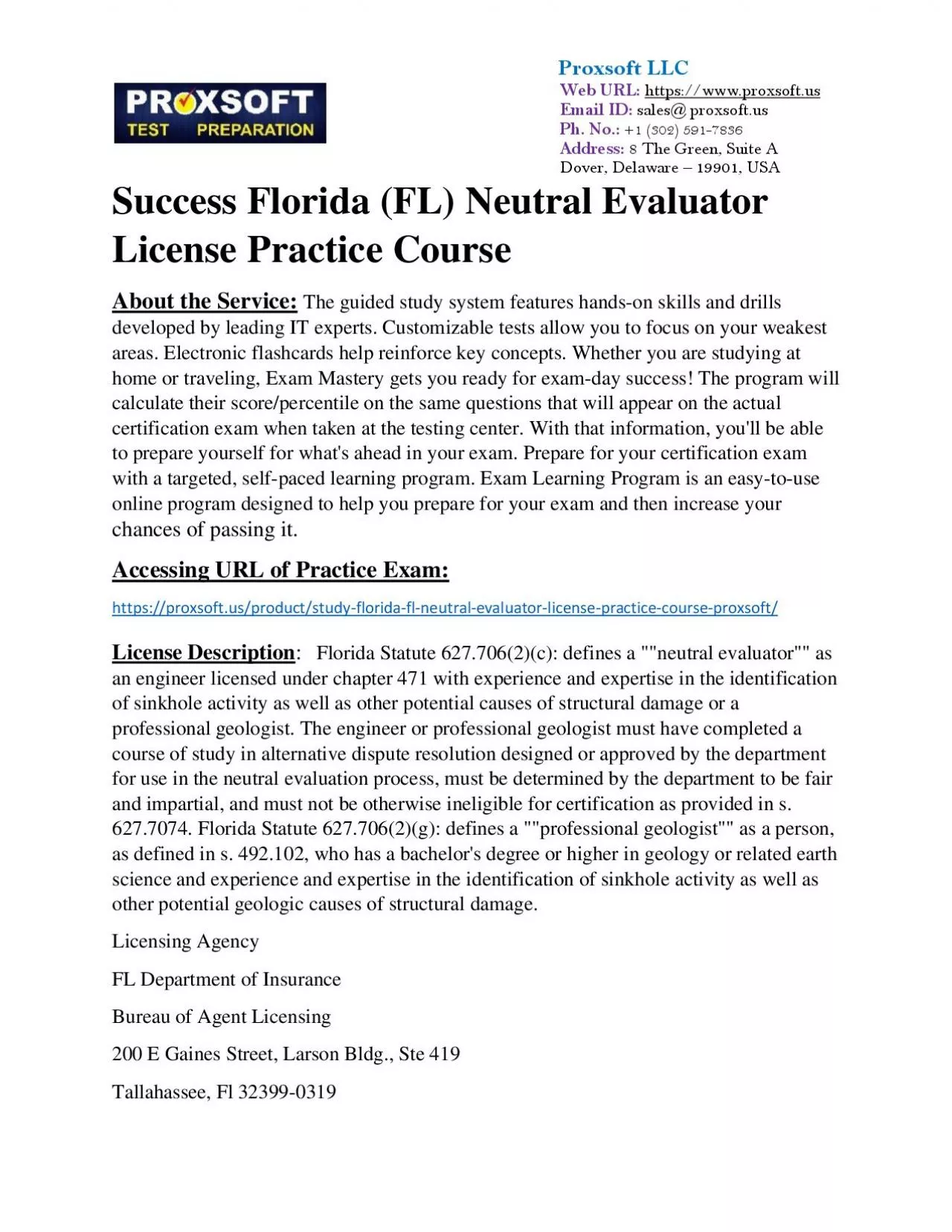 PDF-Success Florida (FL) Neutral Evaluator License Practice Course