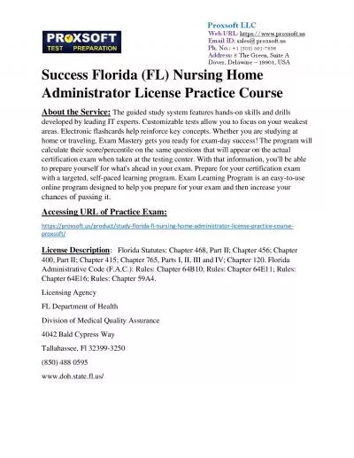 Success Florida (FL) Nursing Home Administrator License Practice Course