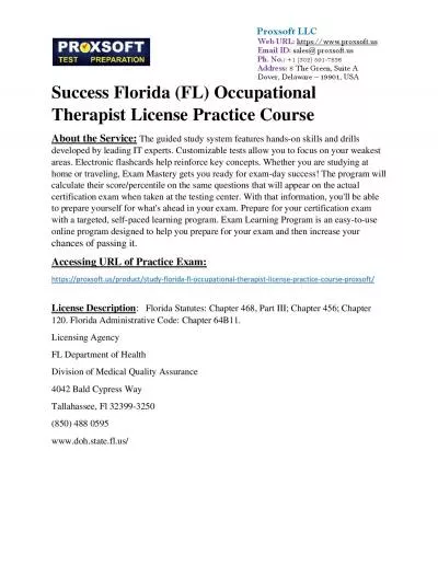 Success Florida (FL) Occupational Therapist License Practice Course