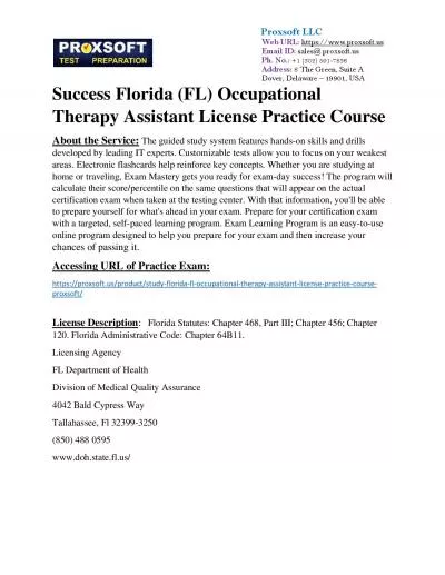 Success Florida (FL) Occupational Therapy Assistant License Practice Course