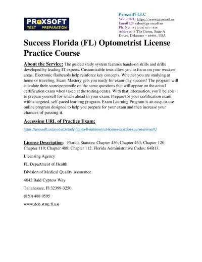 Success Florida (FL) Optometrist License Practice Course