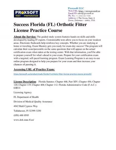 Success Florida (FL) Orthotic Fitter License Practice Course