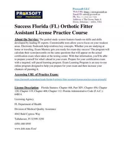 Success Florida (FL) Orthotic Fitter Assistant License Practice Course