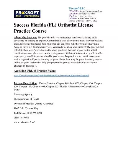 Success Florida (FL) Orthotist License Practice Course