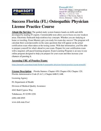 Success Florida (FL) Osteopathic Physician License Practice Course