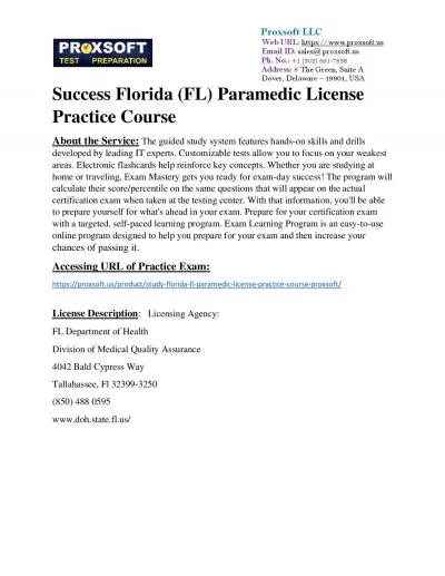 Success Florida (FL) Paramedic License Practice Course