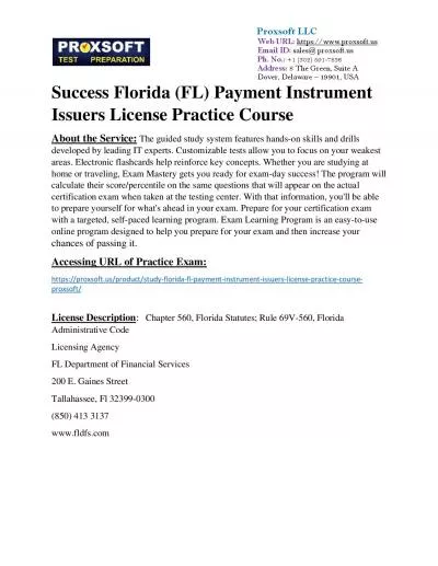 Success Florida (FL) Payment Instrument Issuers License Practice Course