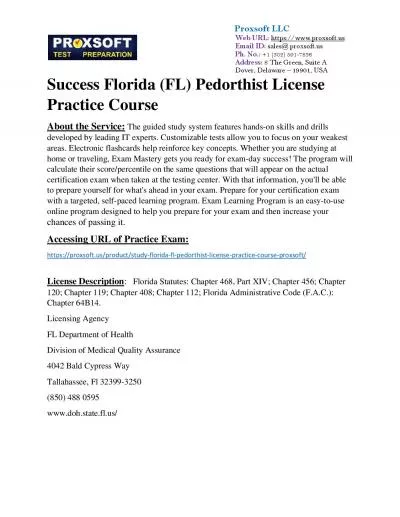 Success Florida (FL) Pedorthist License Practice Course