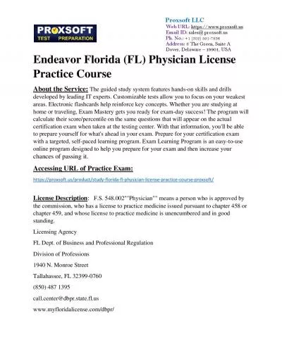 Endeavor Florida (FL) Physician License Practice Course