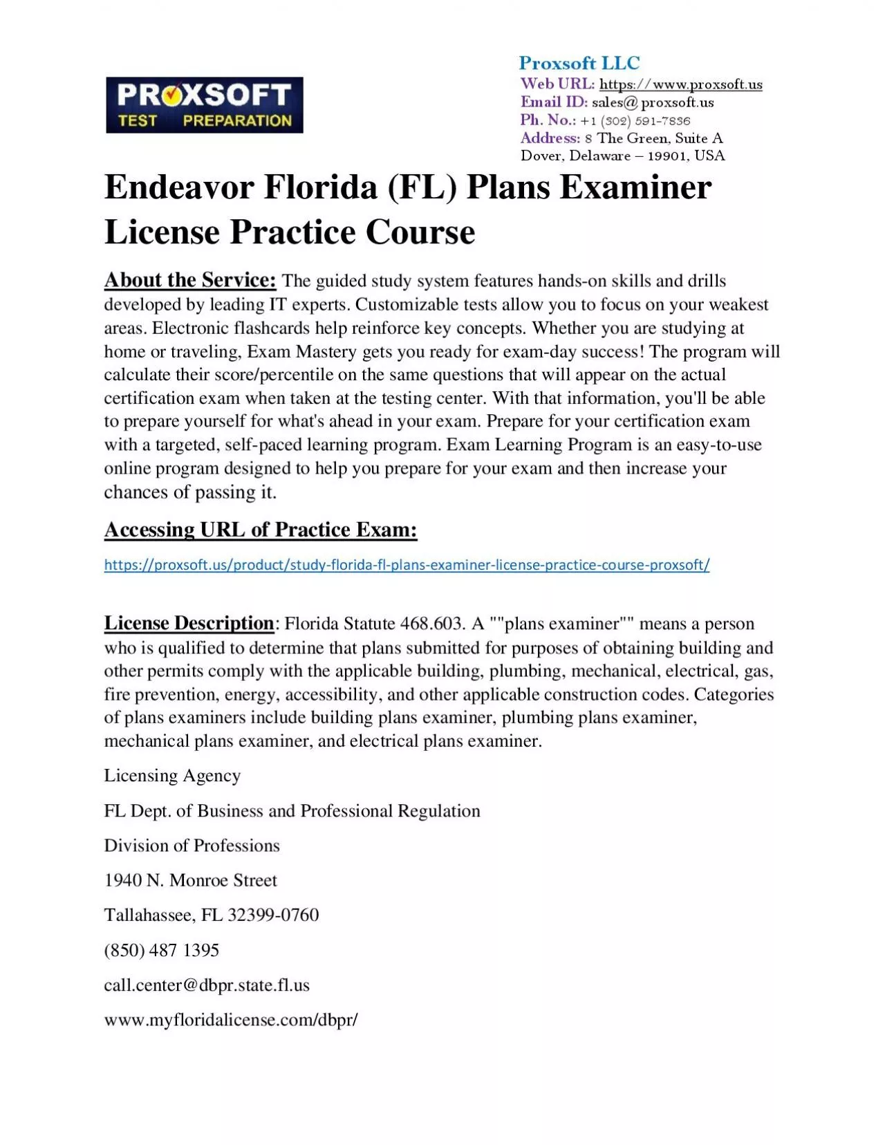 PDF-Endeavor Florida (FL) Plans Examiner License Practice Course