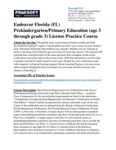 Endeavor Florida (FL) Prekindergarten/Primary Education (age 3 through grade 3) License