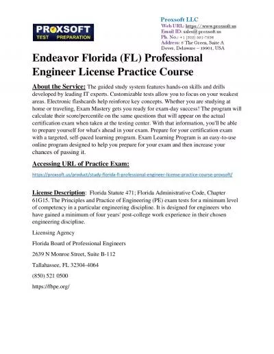 Endeavor Florida (FL) Professional Engineer License Practice Course