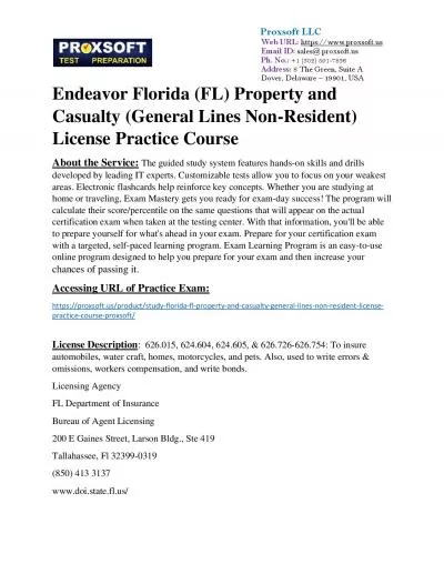Endeavor Florida (FL) Property and Casualty (General Lines Non-Resident) License Practice