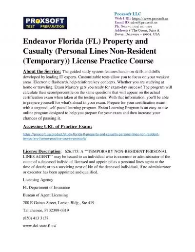 Endeavor Florida (FL) Property and Casualty (Personal Lines Non-Resident (Temporary))