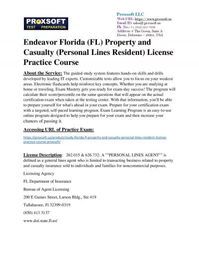 Endeavor Florida (FL) Property and Casualty (Personal Lines Resident) License Practice