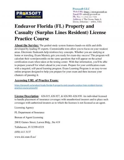 Endeavor Florida (FL) Property and Casualty (Surplus Lines Resident) License Practice