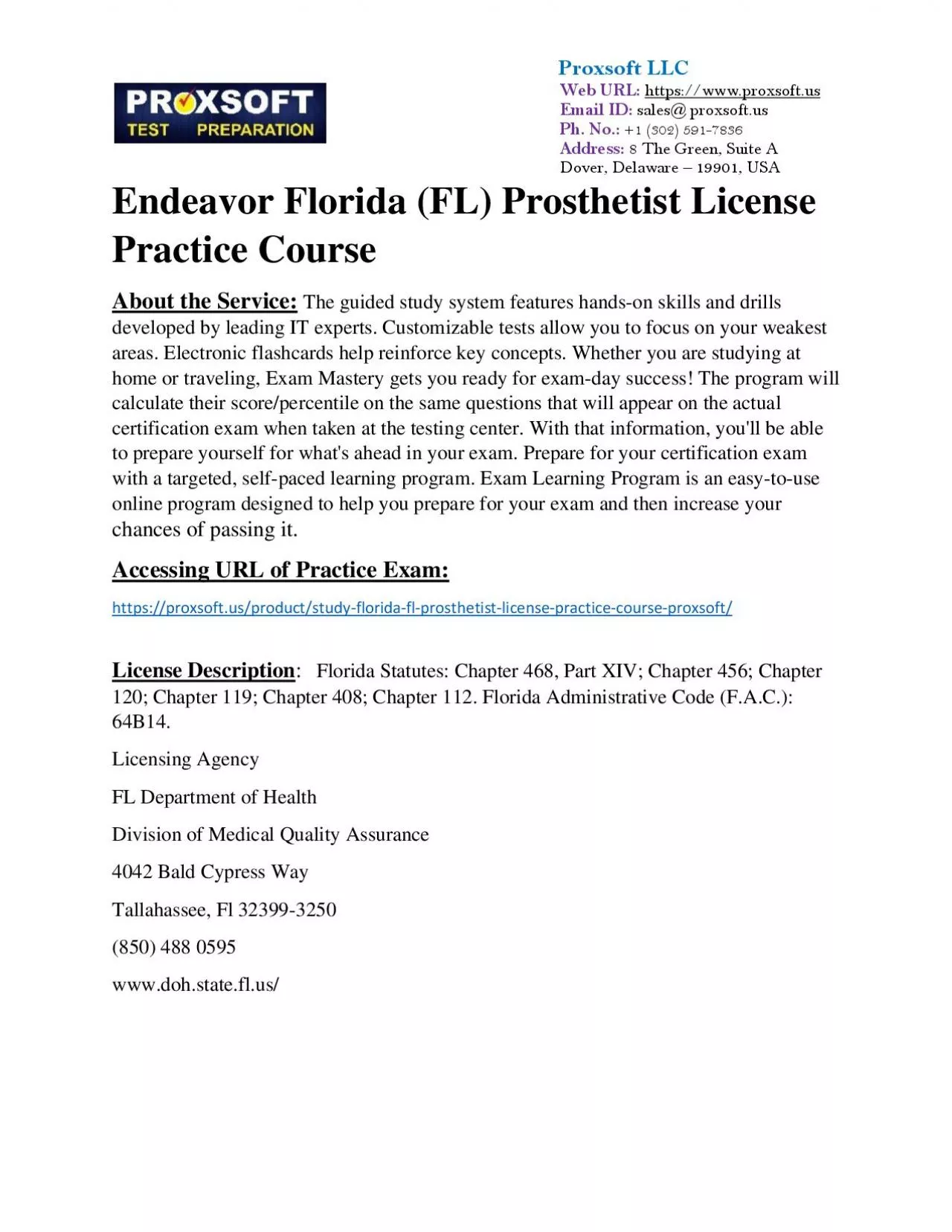 PDF-Endeavor Florida (FL) Prosthetist License Practice Course