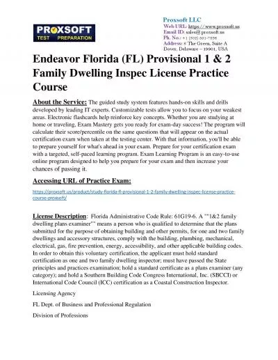 Endeavor Florida (FL) Provisional 1 & 2 Family Dwelling Inspec License Practice Course