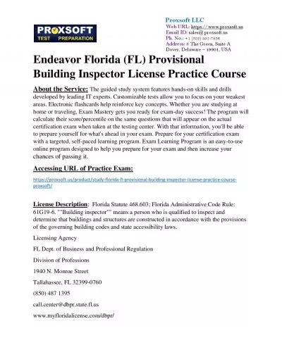 Endeavor Florida (FL) Provisional Building Inspector License Practice Course