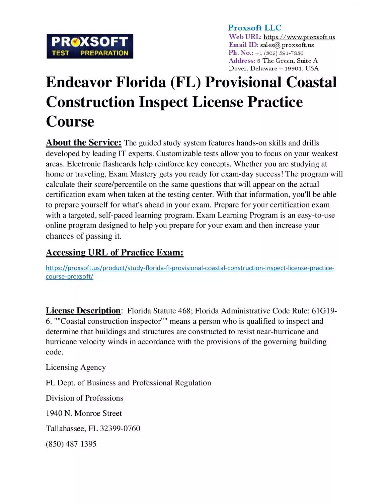 PDF-Endeavor Florida (FL) Provisional Coastal Construction Inspect License Practice Course