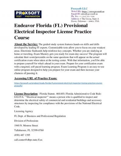 Endeavor Florida (FL) Provisional Electrical Inspector License Practice Course