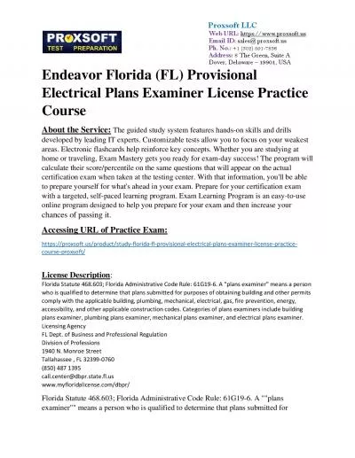 Endeavor Florida (FL) Provisional Electrical Plans Examiner License Practice Course