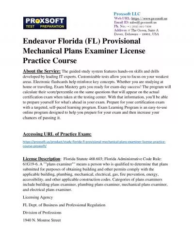 Endeavor Florida (FL) Provisional Mechanical Plans Examiner License Practice Course