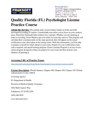 Quality Florida (FL) Psychologist License Practice Course