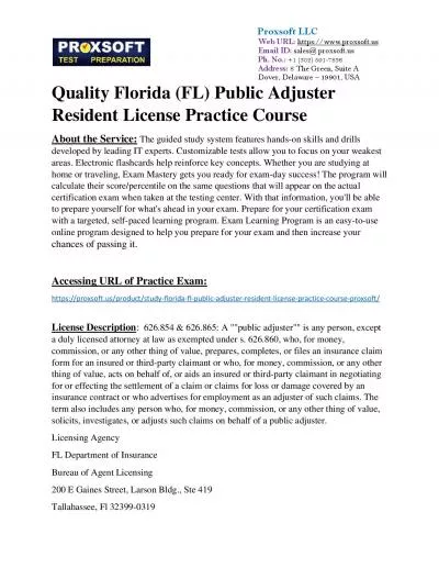 Quality Florida (FL) Public Adjuster Resident License Practice Course