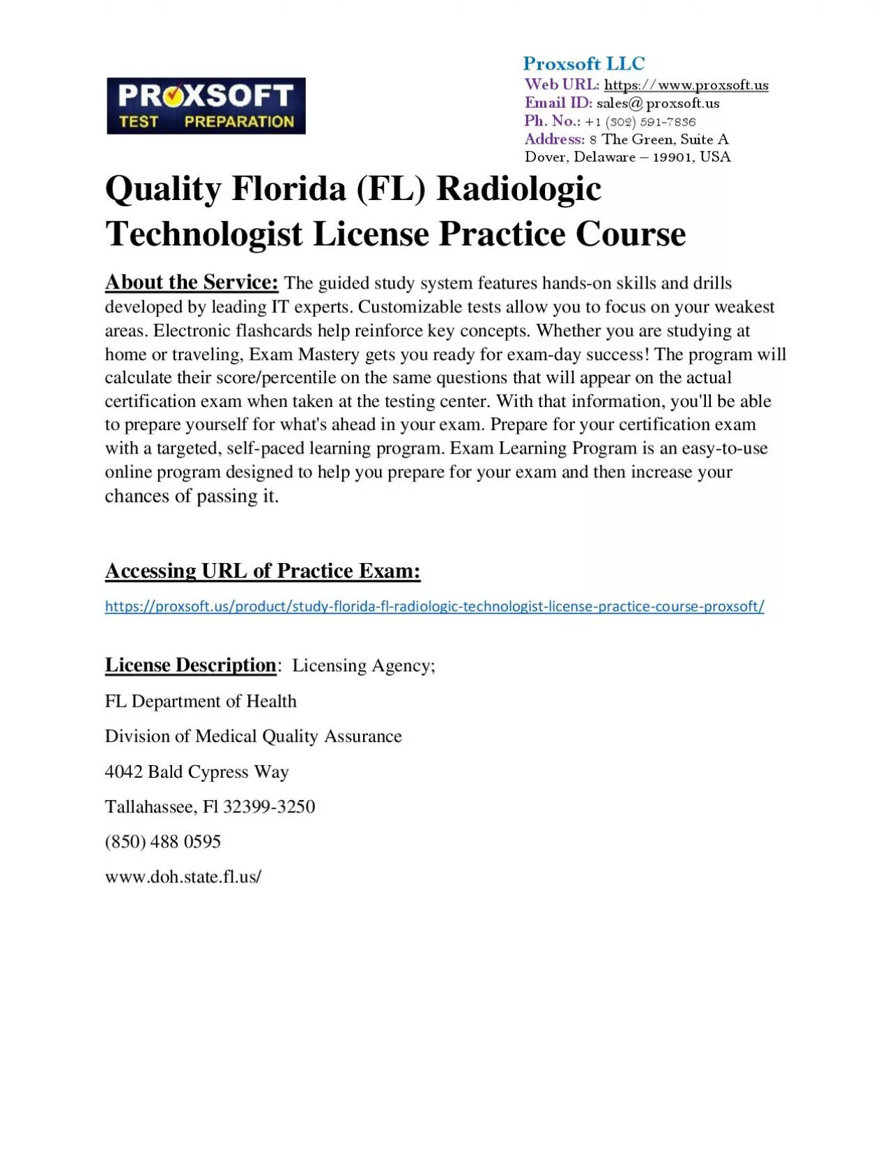 PDF-Quality Florida (FL) Radiologic Technologist License Practice Course