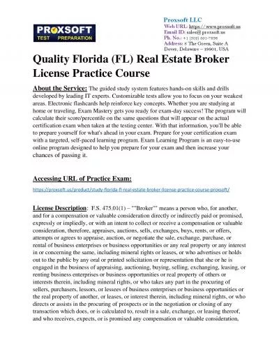Quality Florida (FL) Real Estate Broker License Practice Course
