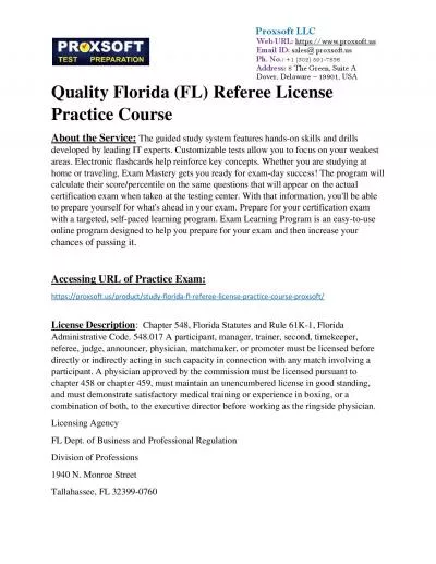 Quality Florida (FL) Referee License Practice Course